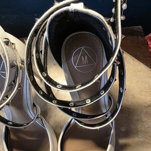 Missguided Black and White Studded Heels